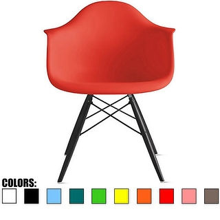 2xhome Red Eames Dining Room Arm Chair With Black Wooden Eiffel Style Legs