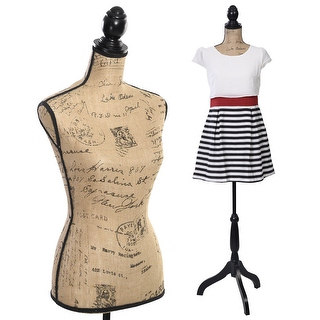 Costway Female Mannequin Torso Dress Form Display W/ Black Tripod Stand New