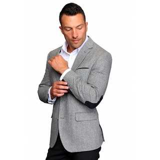 MZW-515 TAN Men's Manzini Fancy Solid gray wool sport coat with Velvet trim on the elbow patch and cuff of the sleeve.