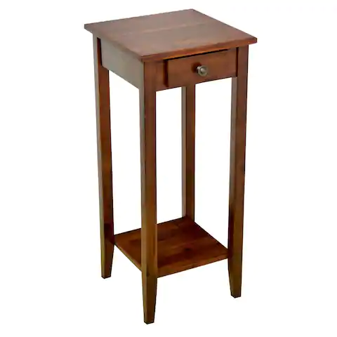 2-Tier Solid Acacia Wood Plant Table with Drawer