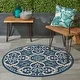 preview thumbnail 45 of 71, Nourison Caribbean Floral Geometric Indoor/Outdoor Area Rug 4' Round - Navy