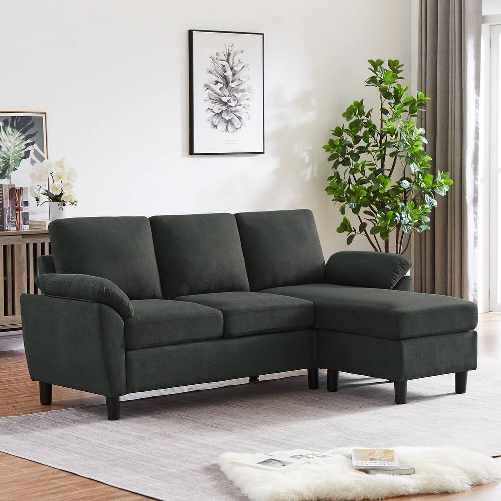 Modern Sectional Sofa Couch L Shaped with Removable Armrest, Convertible Couch with Reversible Ottoman for Living Room
