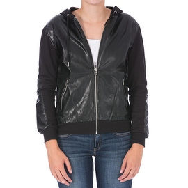 Dex Womens Faux Leather Hooded Jacket