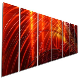 Statements2000 Red / Gold Contemporary Metal Wall Art Painting by Jon Allen - Tail Spin II
