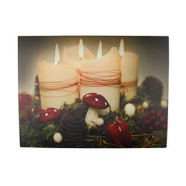 LED Lighted Flickering Holiday Candles Christmas Canvas Wall Art 11.75" x 15.75"