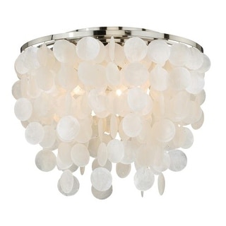 Vaxcel Lighting C0079 Elsa 3 Light Flush Mount Indoor Ceiling Fixture with Organic Capiz Shell Shade - 16 Inches Wide