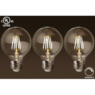1 Pc/3 Pcs Dimmable LED G25 Vintage Filament Light Bulb 4.5W, ENERGY STAR, 2700K Soft White, E26 Medium Base