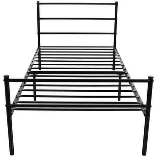 VECELO Platform Twin Metal Bed Frame/Mattress Foundation with Headboard, Box Spring Replacement Twin