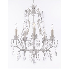 White Wrought Iron Floral Crystal Chandeliers