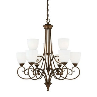 Vaxcel Lighting H0083 Claret 9 Light Two Tier Chandelier with Etched Glass Shades - 30.75 Inches Wide