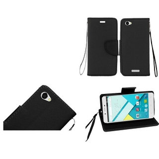 Insten Black Leather Case Cover Lanyard with Stand/ Wallet Flap Pouch For BLU Studio Energy