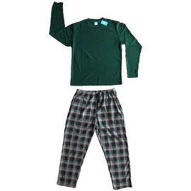 Men's 2 PC Thermal Top & Fleece Lined Pants Pajamas Set (Hunter Green)