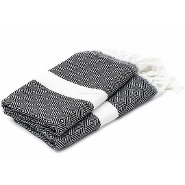 Turkish Towel Diamond Head/Hand Towel,Hand Towel,Head Towel,Tea Towel,Turkish Towels,Set of 2 - Black