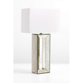 Cyan Design Metro Mirrored Table Lamp Metro 1 Light Accent Table Lamp with White Shade
