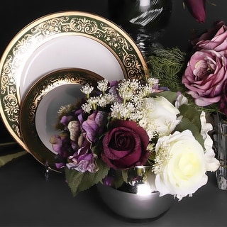 G Home Collection Luxury Rose White Rose and Purple Hydrangea Flower Arrangement - Pink