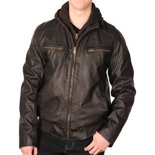 Sean John Men's Faux Leather Bomber Jacket