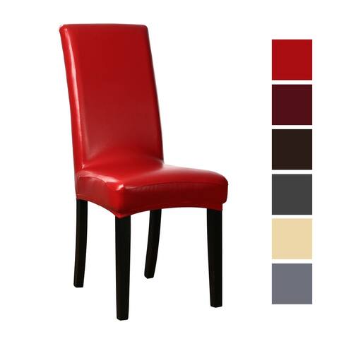 Unique Bargains Dining Chair Covers Faux PU Fabric Slipcovers