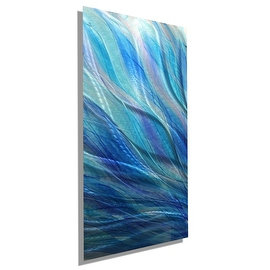Statements2000 Silver / Blue Hand-Painted Metal Wall Art Painting Accent by Jon Allen - Glory