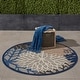 preview thumbnail 61 of 158, Nourison Aloha Floral Modern Indoor/Outdoor Area Rug 5'3" Round - Blue/Grey