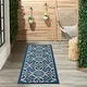 preview thumbnail 61 of 71, Nourison Caribbean Floral Geometric Indoor/Outdoor Area Rug 2'3" x 7'6" Runner - Navy