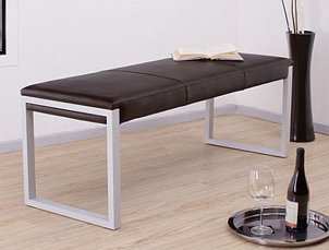 Modern leather and metal bench