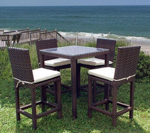 Patio furniture set by the sea