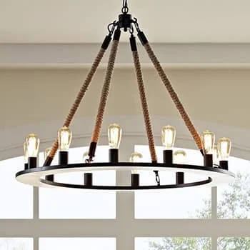 Photo of Metal and wood Chandelier