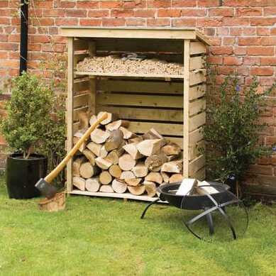 large firewood rack with two levels