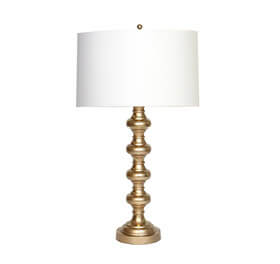 Gold table lamp with white lamp shade