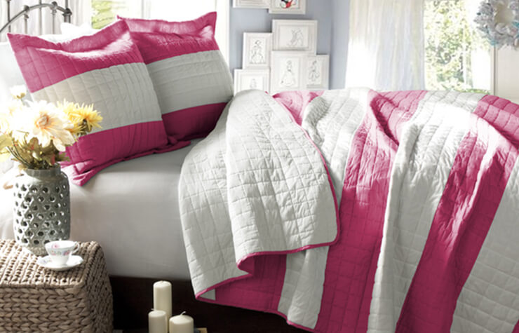 Stripped bedding with preppy bedroom accessories