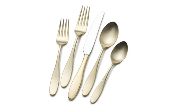 Gold and silver 20-piece flatware set