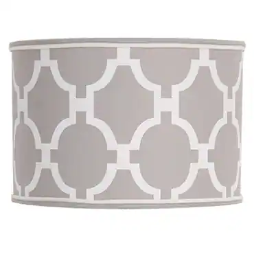 Grey and white geometric print drum lamp shade