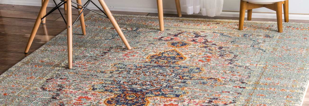 Multicolored oriental area rug 