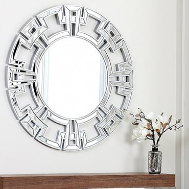 Round silver wall mirror