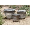 Round Metal Planters Pots (Set of 3)