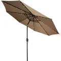 Tan 9-foot Deluxe Solar Powered LED Lighted Patio Umbrella by Trademark Innovations