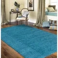Soft Cozy Solid Turquoise Indoor Shag Area Rug (7'10 x 10')