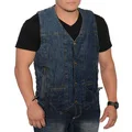 Men's 10-pocket Side Lace Denim Vest