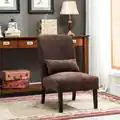 Armless Chenille Accent Chair with Pillow