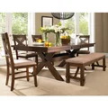 6 Piece Solid Wood Dining Set with Table, 4 Chairs, and Dining Bench