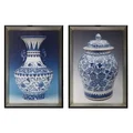 14 Inch by 20 Inch Chinese Porcelain Painting Inspired Framed Wall Art (Set of 2)
