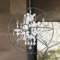 Foucault's Orb Chandelier 4-light Chrome Finish and Clear Crystal with Flemish Brass Cage