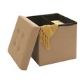 Seville Classics Beige Polyester Foldable Storage Cube and Ottoman