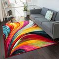Well Woven Modern Bright Waves Abstract Yellow Multi Area Rug (7'10 x 9'10)