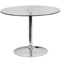 Porch & Den Stonehurst Suffolk 39.25-inch Round Glass Table with 29-inch Chrome Base