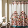 Lush Decor Clara Turquoise and Orange Damask Polyester Shower Curtain
