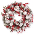 Red/White 24-inch Artificial Christmas Wreath