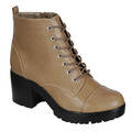 Breckelle's ED26 Women's Faux Leather Lace-up Chunky Platform Ankle Booties