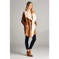 Spicy Mix Gia Brown Faux Fur and Suede Contrast Knitted Sleeve Bodice Coat