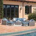 Corvus Martinka 9-piece Grey and Blue Wicker Outdoor Sectional Furniture Set